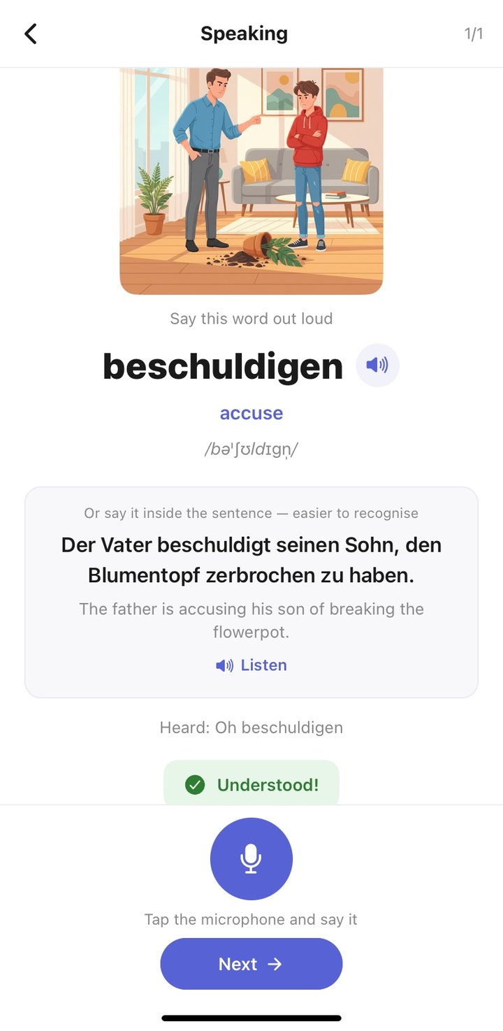 Speaking practice with the microphone